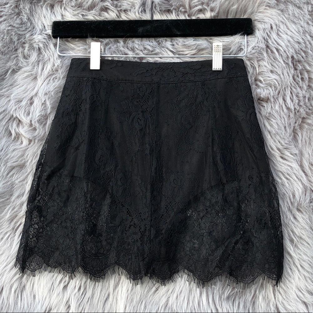 SEEK THE LABEL / LF Sheer Black Lace Mini Skirt
